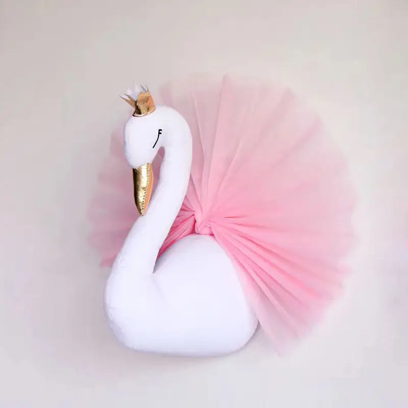 New 3D Handmade Wall Hanging Crown Swan Doll Stuffed Toys Decor Kids Xmas Gift