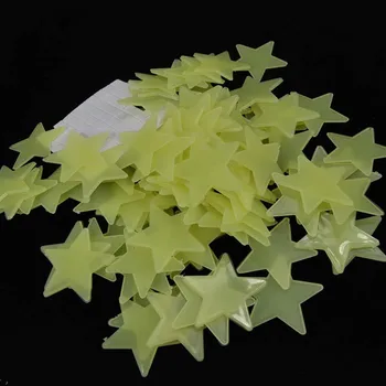 

OLOEY 50pcs 3D Stars Glow In The Dark Luminous Fluorescent Plastic Wall Stickers Living Home Decor For Kids Rooms