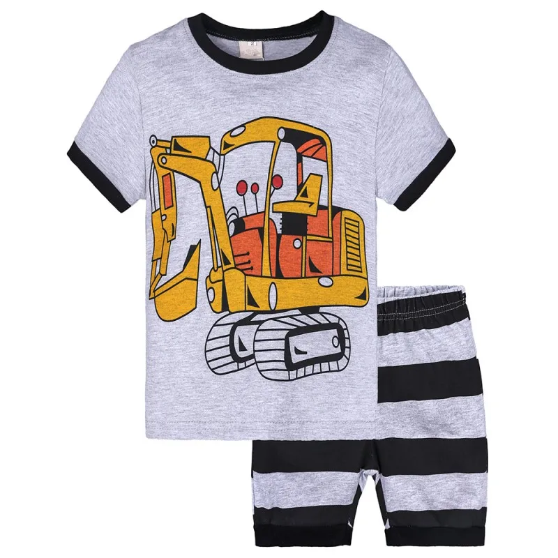 

2PCS Kids boy Clothes boy Cotton Clothes Excavator Print T-Shirt Tops Short Pants Summer Outfits Set