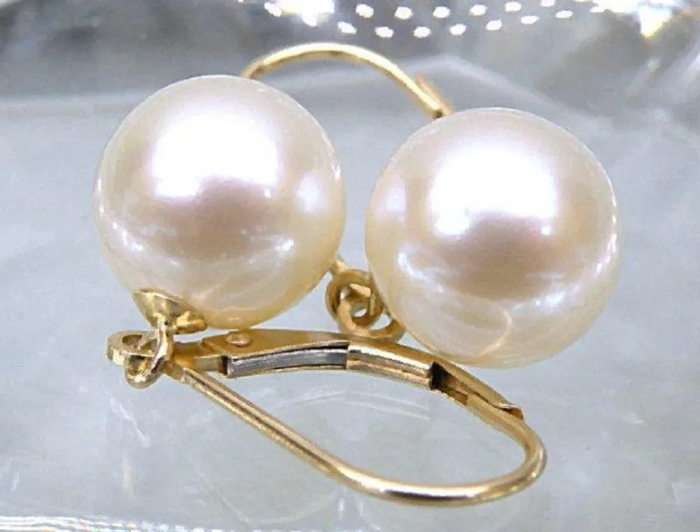 

Free Shipping >>>> VERY HOT PERFECT ROUND 9-10 MM SOUTH SEA PEARL DANGLE EARRING 14K YELLOW GOLD