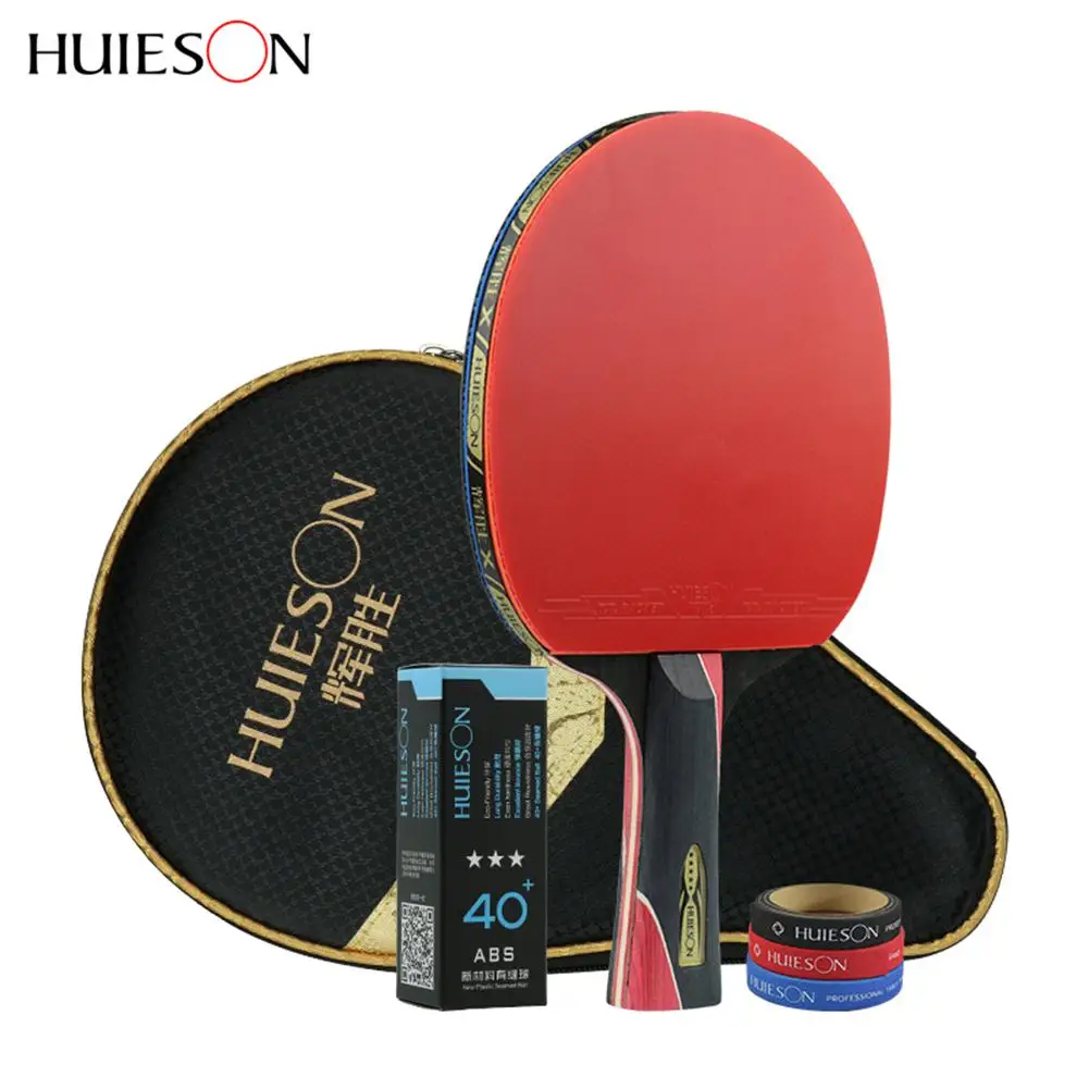 

Huieson 5 Star Carbon Fiber Table Tennis Racket Set Double Pimples-in Rubber Ping Pong Rackets