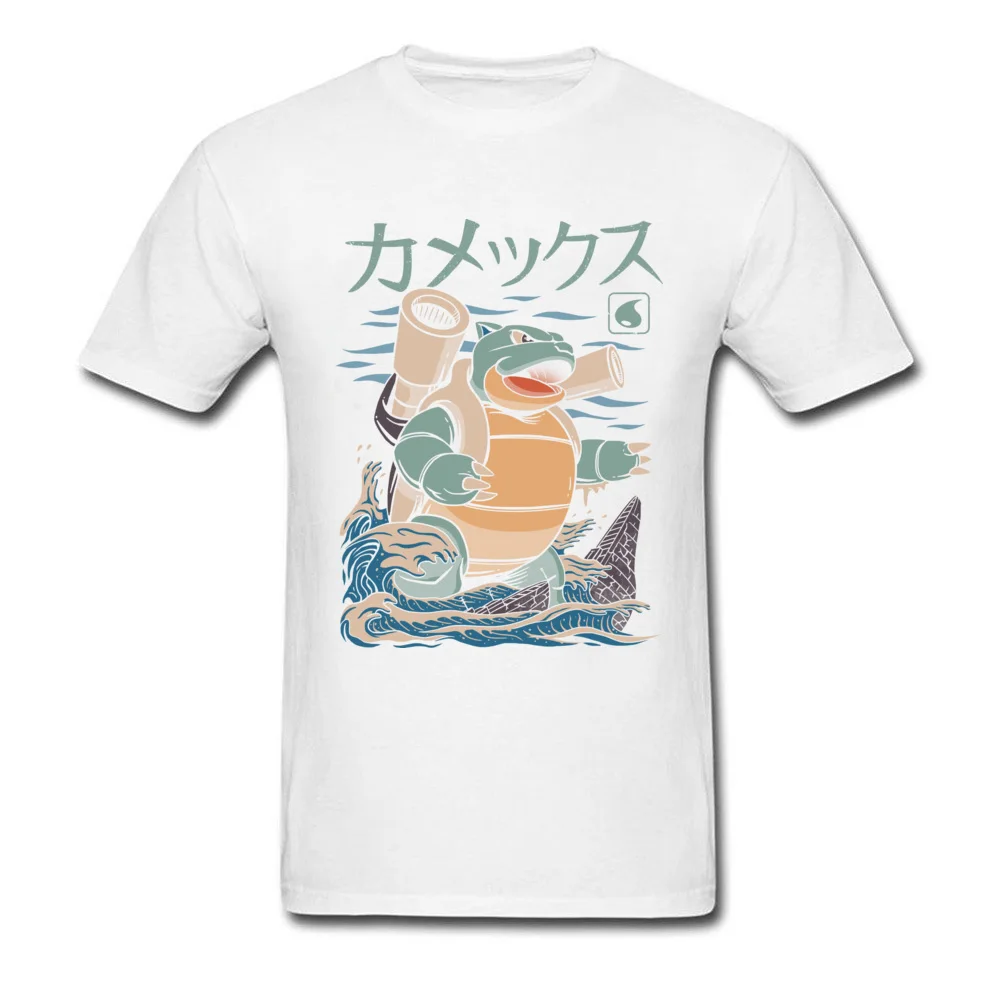 Water Kaiju Cotton Fabric Tops Shirts for Students Print T Shirt Casual Graphic Round Collar Sweatshirts Short Sleeve Water Kaiju white
