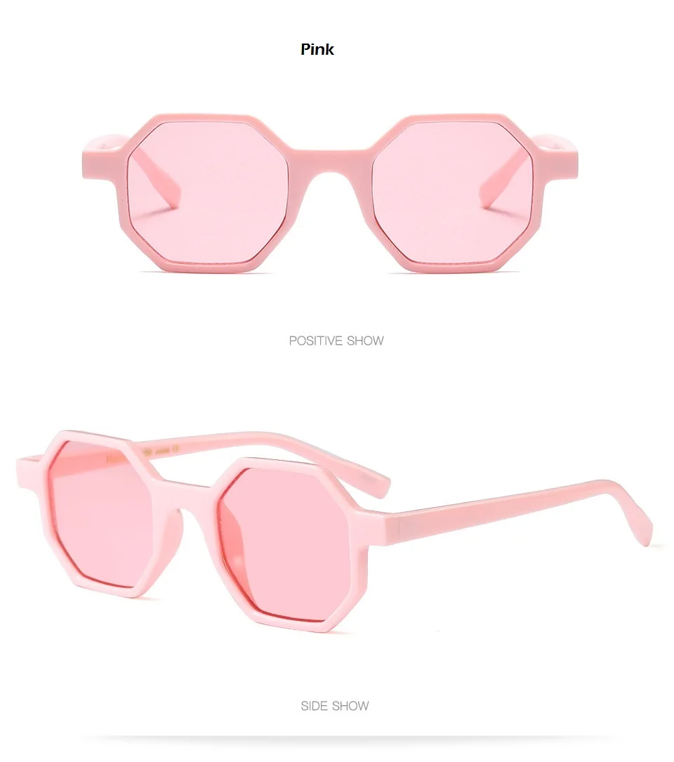 Винтажные маленькие шестигранные солнцезащитные очки для женщин, многоугольная оправа, солнцезащитные очки, розовые модные уличные стильные оттенки для женщин