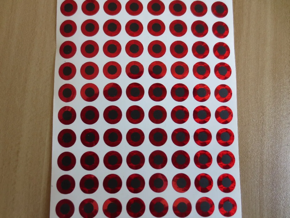 500pcs 2D Stick-On Flat Plastic Paper Fishing Lure Eyes 3mm Red