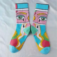 Осенние новые модные женские носки с принтом глаз в стиле колледжа