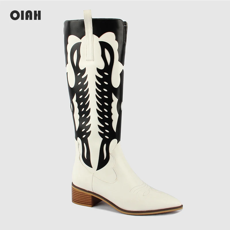 

New Autumn Winter Mid-calf Women Boots Square Heels PU Leather Boots High Quality Knee High Boots Black Totem botines mujer 2019