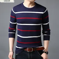GEJIAN новый модный свитер мужской s пуловер Мужской пуловер Джемперы вязаный шерстяной осенний корейский стиль повседневная мужская одежда