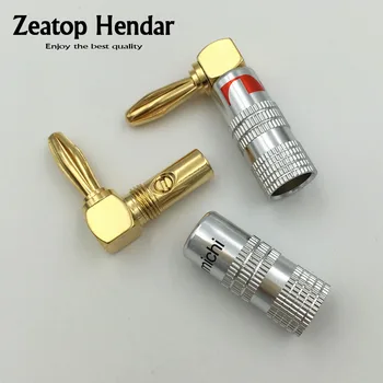 

100Pcs Brass 90 Degree Right Angle 4mm Nakamichi Banana Plug For Video 24K Gold Plated Speaker Adapter Audio Connector