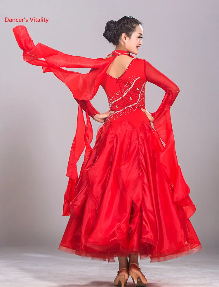 2018 New Ballroom Dance Dress Competition Costumes Luxury Diamond Standard Ballroom Dance Clothing Tango Waltz Performance Dress
