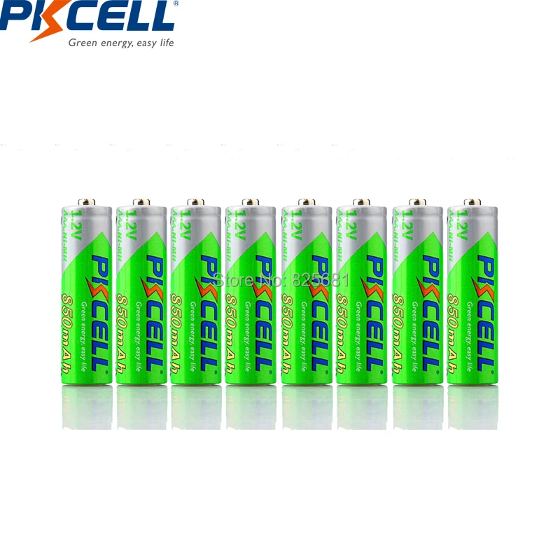 8Pcs PKCELL nimh AAA 850mah 1.2V NIMH Rechargeable Batteries aaa