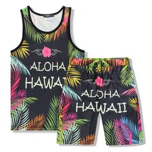 Newest 3D Print Men's Sets Tank Top + Shorts Set Male Summer Letter Printed Sportsuit Set Street Casual Hip Hop Tracksuits
