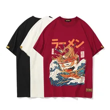 Японский Harajuku футболка для мужчин летние хип хоп футболки лапша корабль мультфильм уличные футболки короткий рукав Повседневный Топ Хлопок