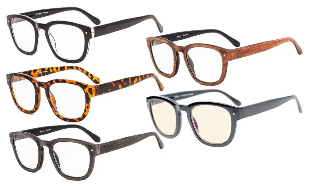 R089-Mix-5pcs R089 Mix Eyekepper 5-Pack очки для чтения профессор Винтаж Стиль весна петли руки включены компьютерные очки+ 0,50-+ 4,00 - Цвет оправы: R089-Mix-5pcs