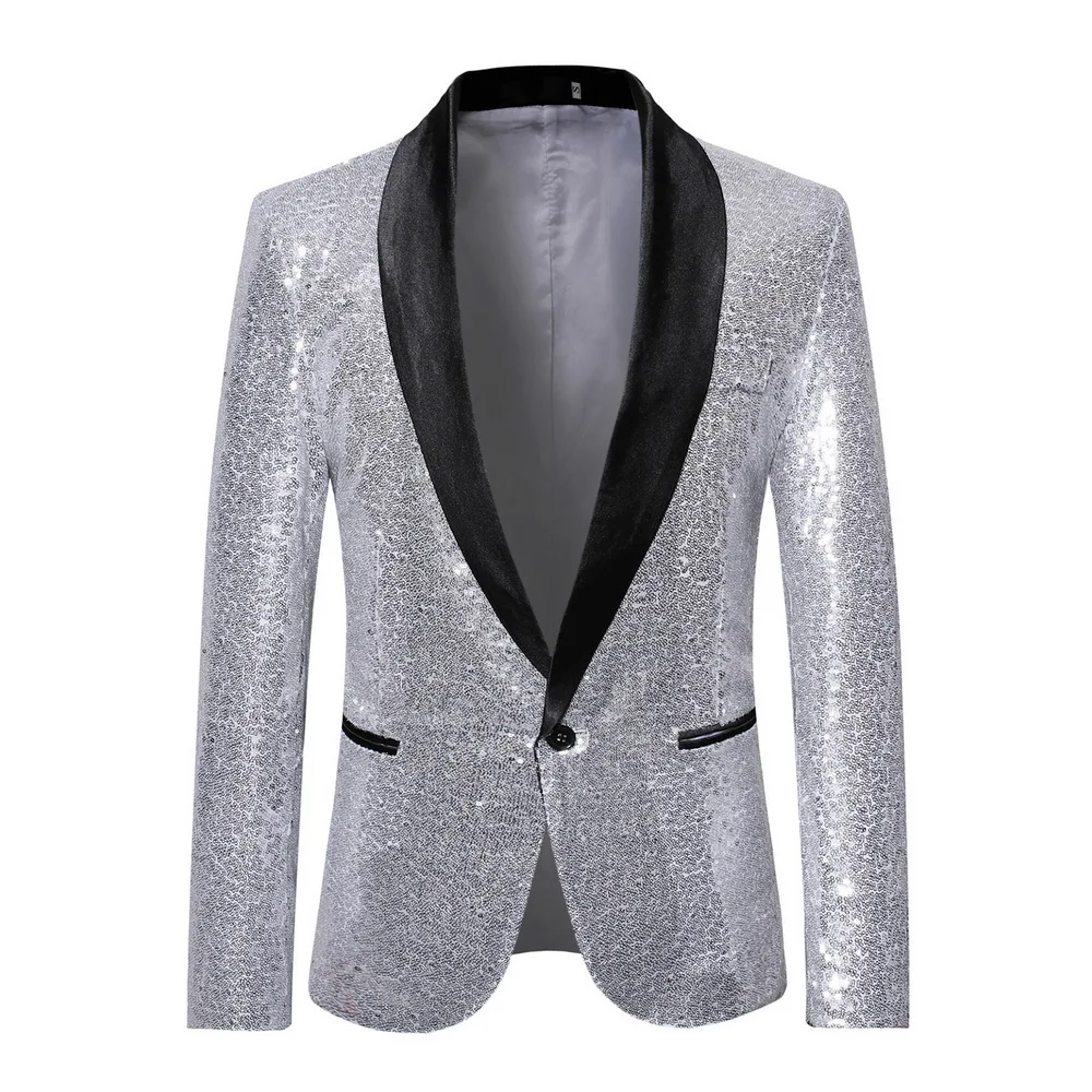 Laamei Для мужчин золотистый Серебристый расшитый блестящими блейзеры костюм куртка Для мужчин модные ночной клуб диджей сцены Свадебные вечерние куртка пальто - Цвет: color 3