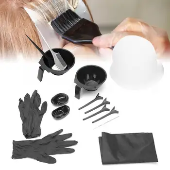 

15pcs Professional Hair Dyeing Tool Kit Gloves Highlights Comb Hair Clip Dyestuff Mixing Bowl Set