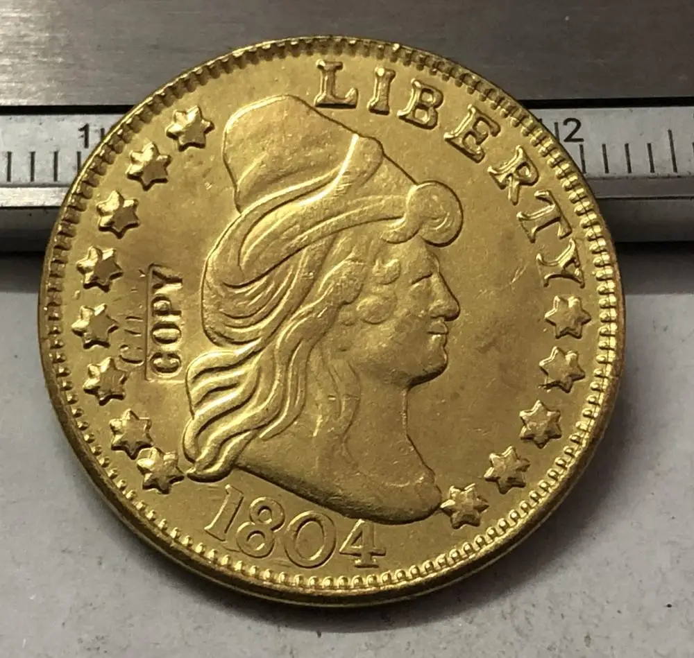 

1804 US TURBAN HEAD $5 24K gold plated Dollar Exact copy ( Eagle and Shield On Reverse)