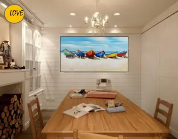 

hot sell in 2018 modern art hand painted Sailing bout seascape canvas without framed good for bedroom wall decoration