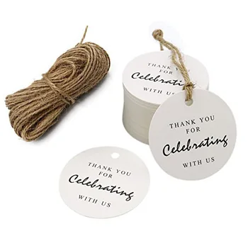 

300pcs Thank You for Celebrating with Us paper tags for party baby shower favors gift tags personalized wedding gifts for guests