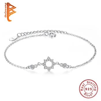 

New Fashion 100% 925 Sterling Silver Sun Bracelet for Women Simple Women Crystal Bracelets & Bangles Jewelry