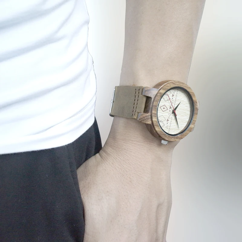BOBO BIRD Men's Design Brand Luxury Wooden Bamboo Watches With Real Leather Quartz Watch for Men In Gift Box