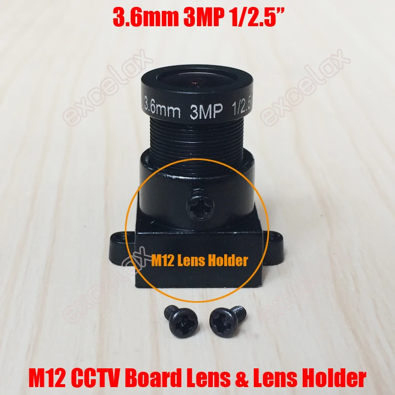 

DIY 3MP 1/2.5" 3.6mm 90 Degrees Angle View CCTV Fixed IR Board Camera Lens M12 MTV Lens Mount Screws for Analog IP Camera Module