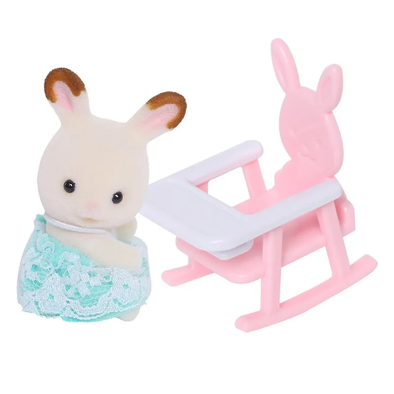 Sylvanian Families кролик и обеденный стул набор кукольный домик животные пушистые игрушечные фигурки подарок для девочки Новинка 5197