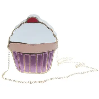 

New Cute Cartoon Women Ice cream Cupcake Mini Bags PU Leather Small Chain Clutch Crossbody Girl Shoulder Messenger bag(Cake)