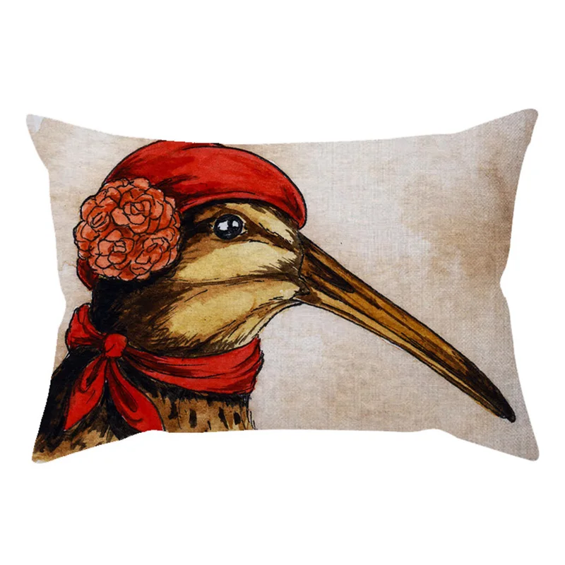 30x50cm Cute Animal Bird Wear a hat Colorful Vintage Sofa Decorative Throw Pillow Case Hen Crow Funny Car Chair Cushion Cover M088-20