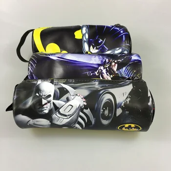 

Batman Pen Pencil Bags Avengers Superman Flash Spiderman Ironman Deadpool Printing Leather Purse Men Women Anime Pen Wallets
