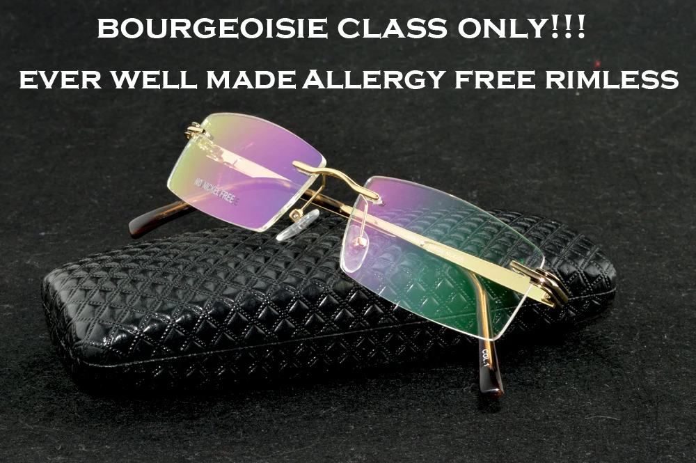 

MEN BUSINESS FRAME RIMLESS GOLD IP TITANIUM READING GLASSES MYOPIA SPECTACLES CUSTOMIZE AVAILABLE