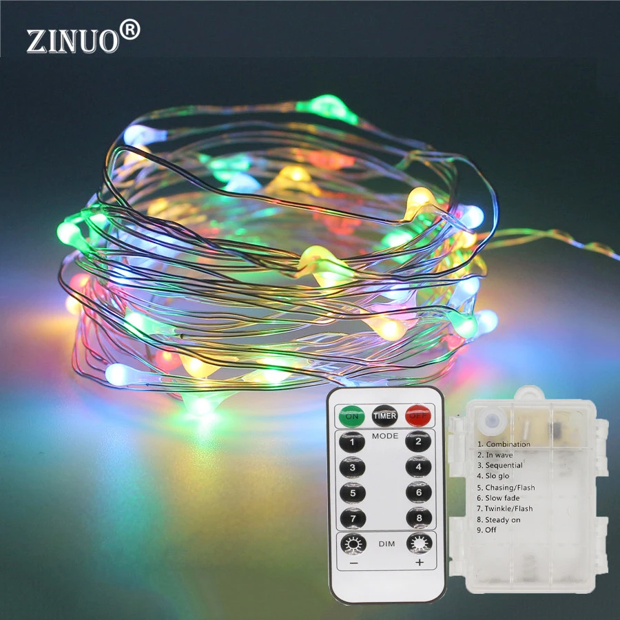 

10M 100LEDs Fairy String Lights AA Battery Powered LED Copper Wire Garland With Remote Controller Outdoor Garden String @