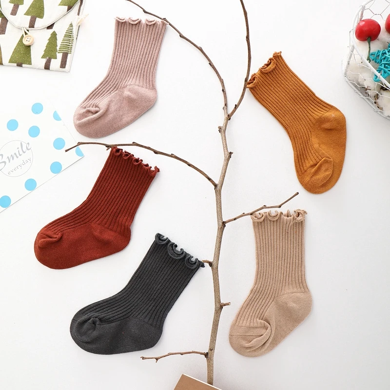 1 Unisex 0-7 Years Kids Socks Cute Solid Color Boys Girls Cotton Socks Children Non Slip Pure Cotton Breathable Socks Multi Color