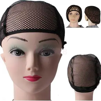 2Pcs Stretchable Fishnet Wig Cap Hair Net Mesh Wig & Weave Elastic Crochet Cap Wig Cap For Making Wigs With Adjustable Strap 1