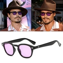 AOZE Jonny Depp, мужские солнцезащитные очки, Tony Stark, Ретро стиль, готический стиль, стимпанк, Круглый оттенок, океанские линзы, вечерние, праздничные, UV400