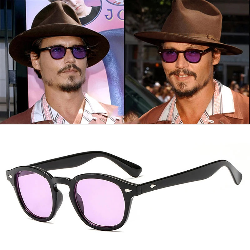 AOZE мужские солнцезащитные очки Johnny Depp Tony Stark ретро готика стимпанк круглые