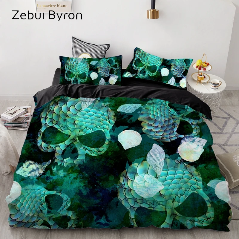 

luxury Bedding Sets 3D Custom,Duvet Cover Set Queen/King,Quilt/Blanket Cover Set,3 PCS Bed se,marine skulls bed linen