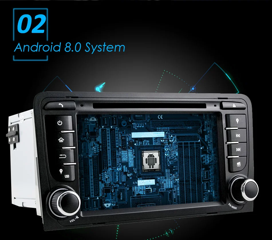 Discount Eunavi 7" Octa 8 Core 4G RAM Android 8.0 Car DVD Radio Player for Audi A3/S3(2003-2013) stereo with TPMS/OBD2/4G/DAB+/GPS/WIFI 4