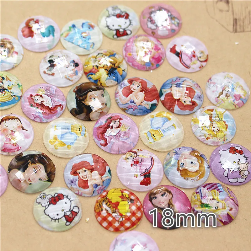 

50pcs 18mm mix round kawaii flower animal Buttons Home Garden Crafts Cabochon Scrapbooking DIY Accessories