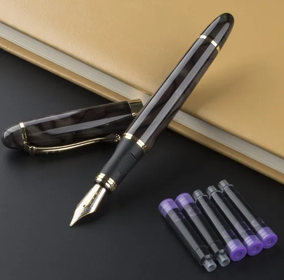 JINHAO X450 черный/золотой 0,7 мм 18KGP широкий наконечник ручка JINHAO 450 бизнес и 5 шт. чернила 15 Выборочные цвета - Цвет: 03