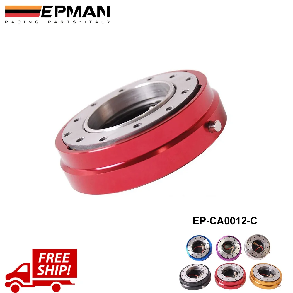 EPMAN Red Quick Release Thin Version 6 Hole Steering Wheel Quick Release Hub Adapter Snap Off