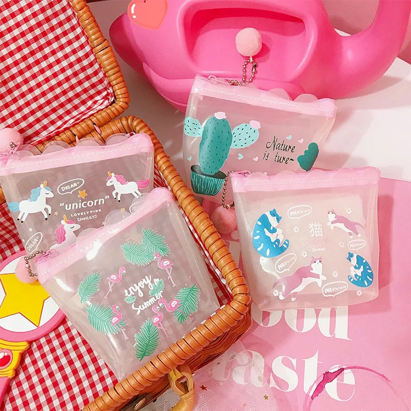 Creative Cute Portable Change Storage Bag Multi-Function Pink Girl Heart Fruit Pineapple Animal Pattern Student Bus Card Package | Дом и сад