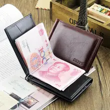 Venta caliente de La Manera de cuero de Los Hombres de Dinero clip de la carpeta con ranuras para tarjetas de crédito de Negocios breve monedero del diseñador para hombre