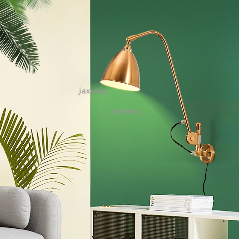 

Nordic Wall Lamp LED Simple Retro Living Room Restaurant Aisle Long Arm Wall Light Creative Bedroom Bedside Wall Sconce Home Art