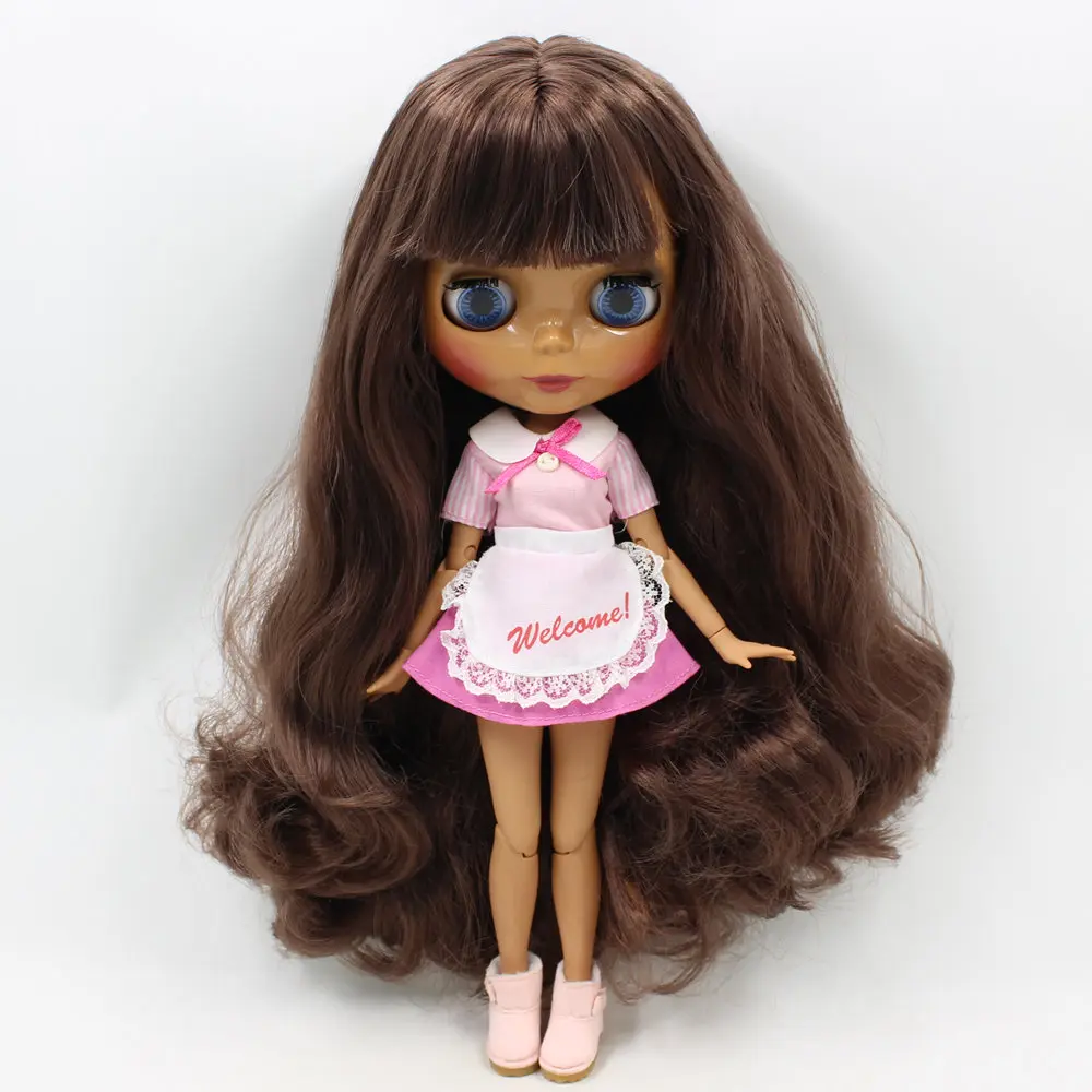 Blythe Nude Doll from Factory Translucent Skin Brownish Red Curly Hair With Bang