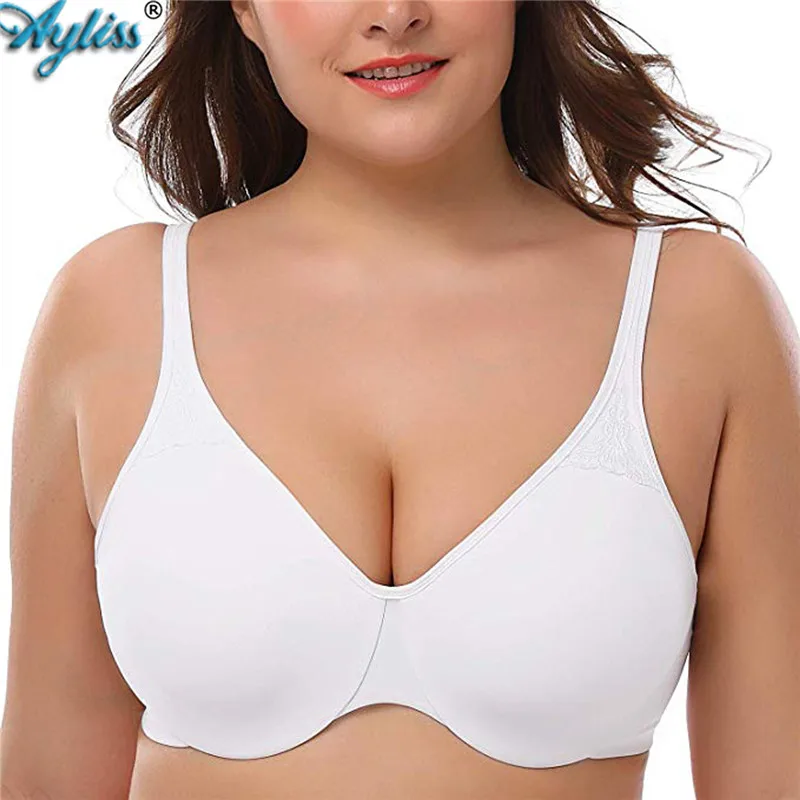 

Ayliss 1pc White Women's Full Figure Minimizer Bra Smooth Seamless Comfort Support Underwire Bra