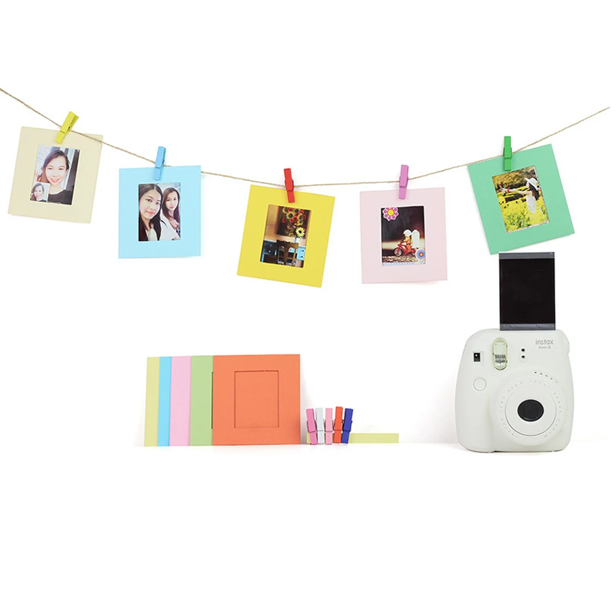 9 в 1 комплект аксессуаров для камеры Fuji Instax Mini 9 Ablum/коробка для хранения/Чехол/ремешок/настенные рамки/струны/зажим/наклейки