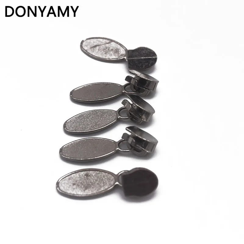 DONYAMY 50pcs/lot 3# Zinc Alloy Non Lock Zipper Puller Zipper Sliders For Sewing Oval Shape