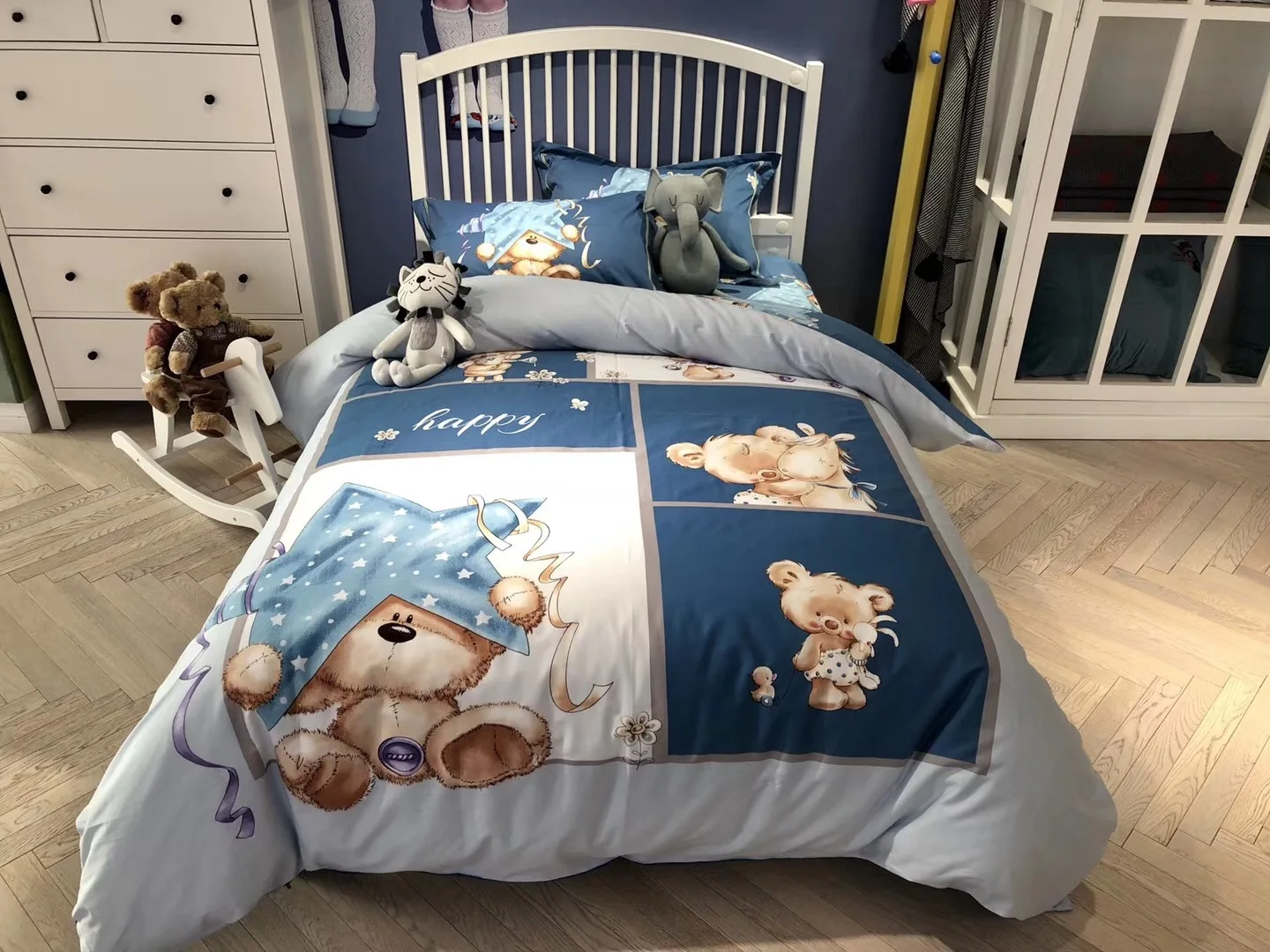 

M1904001 Simple Cartoon Cotton Children's Single and Double Bedding Set Four Sets of Pure Cotton Cute Printing Bed