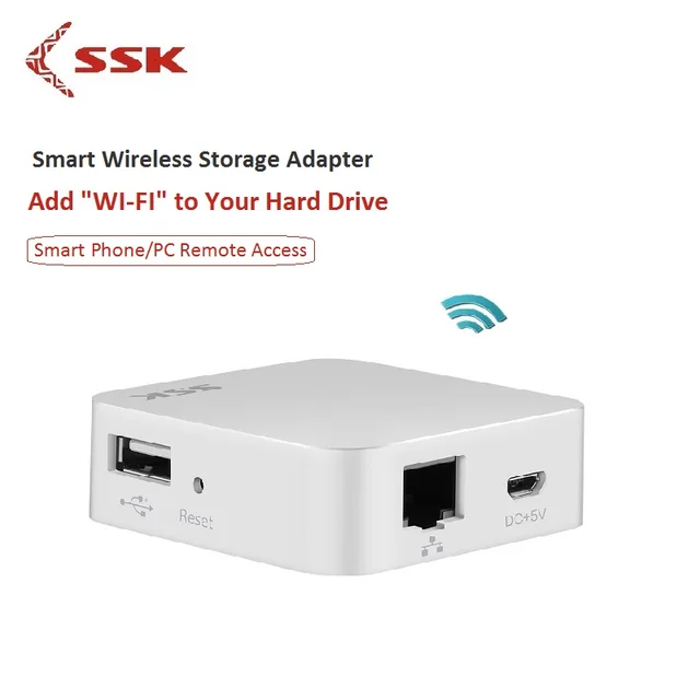 SSK SW001 smart wireless adapter WiFi External hard Drive personal cloud storage auto backup change hard disk to personal cloud