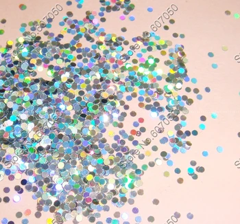 

30g 1/24"(1mm) Holographic Laser Silver Round Nail Solvent Resistant Glitter Shape for Decorations & Polish